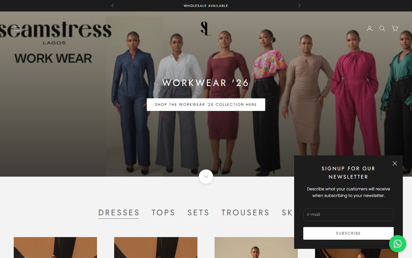Seamstress Lagos live luxury fashion storefront